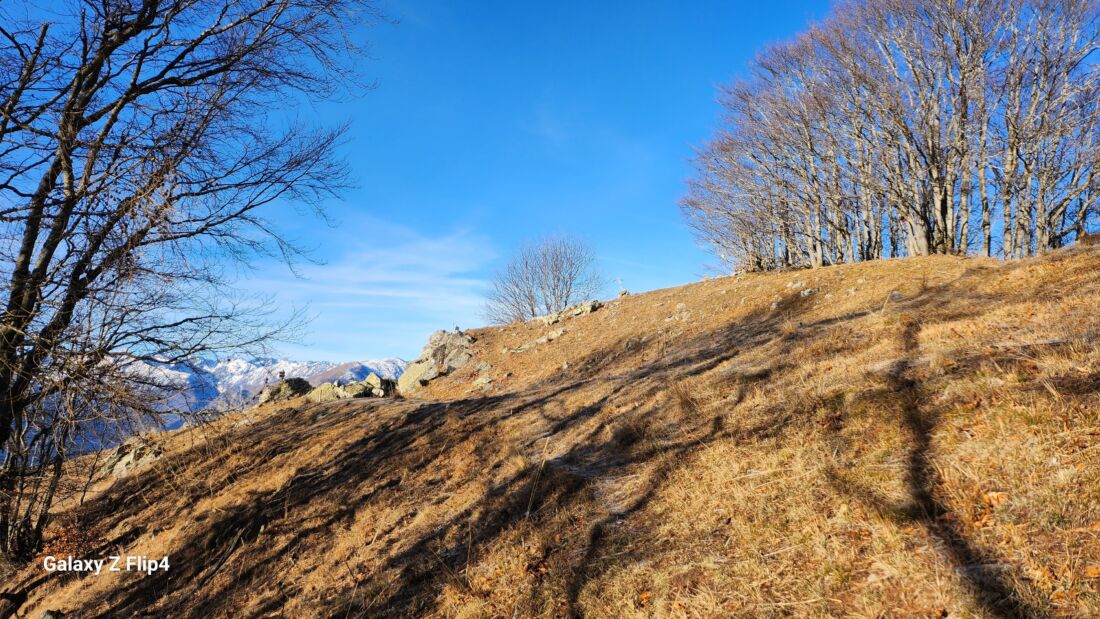 Croce di vetta della Testa di Peitagù in lontananza